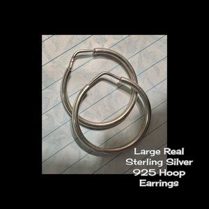 Real solid Sterling Silver 925 large hoop earrings